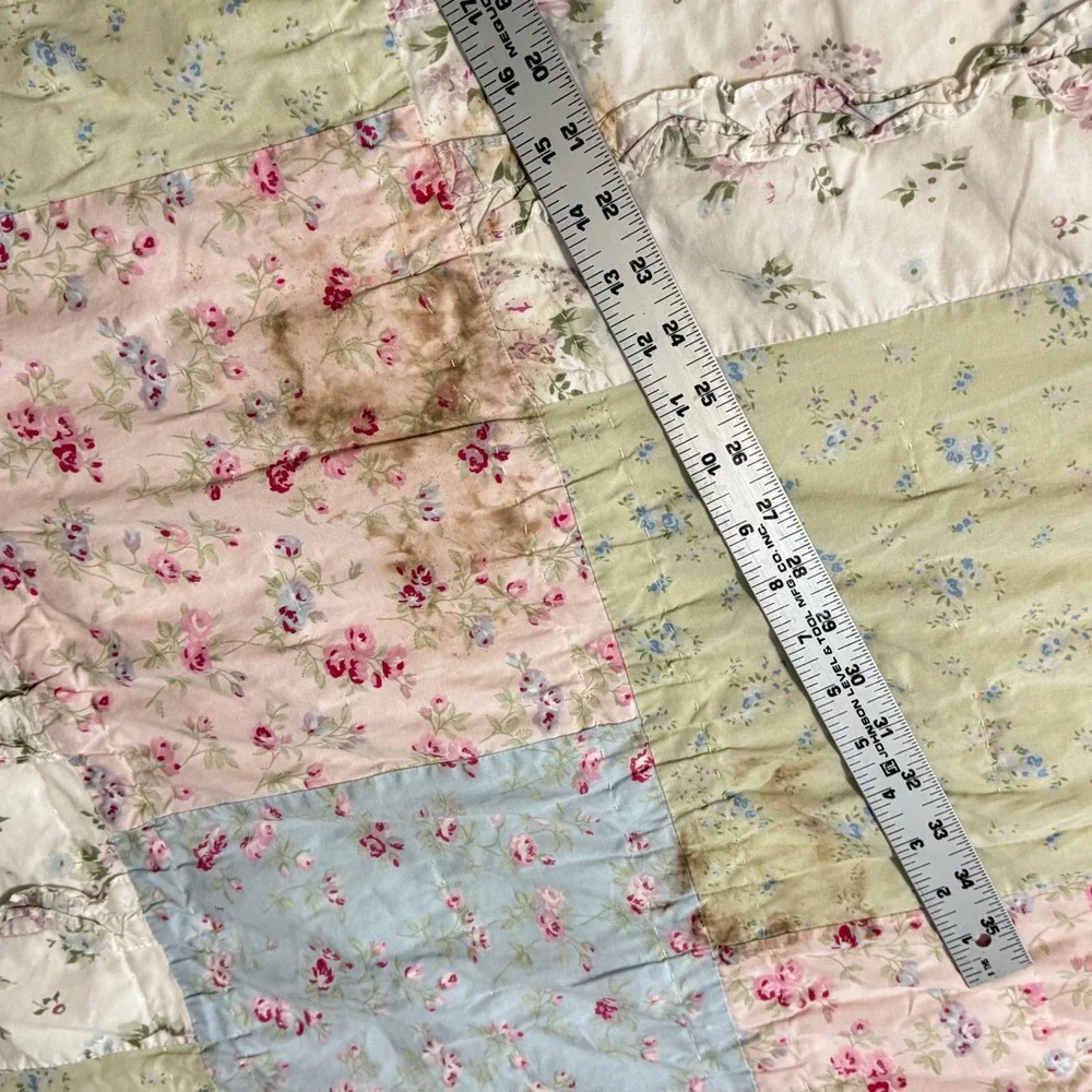 Simply Shabby Chic Pastel Patchwork Floral Reversible Cotton Quilt Full Queen